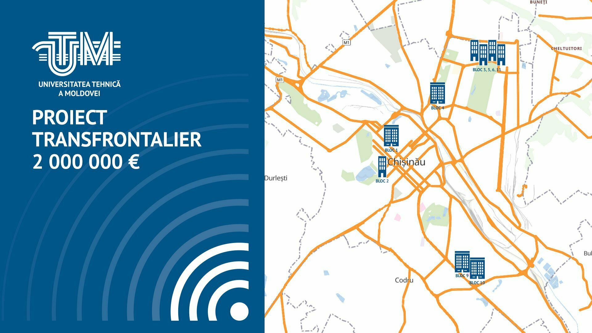 Map InternetWireless 21 10 2020 - UTM va crea cea mai modernă rețea universitară de Internet Wireless, într-un proiect de 2 mil. euro